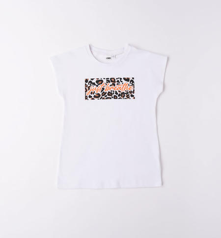 T-shirt ragazza con grafiche diverse da 8 a 16 anni iDO BIANCO-ARANCIO-8054