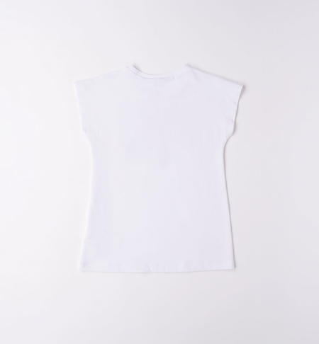 T-shirt ragazza con grafiche diverse da 8 a 16 anni iDO BIANCO-ARANCIO-8054