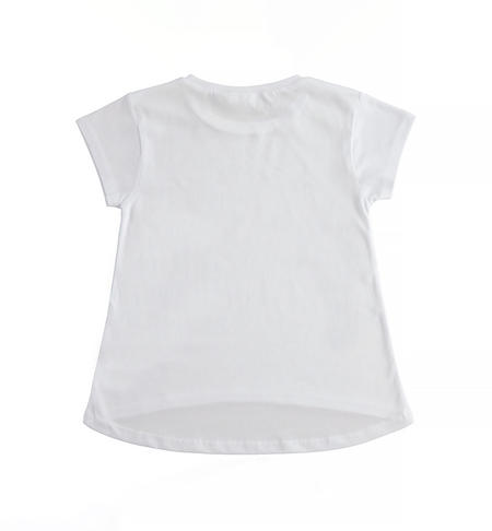 T-shirt ragazza con paillettes da 8 a 16 anni iDO BIANCO-0113