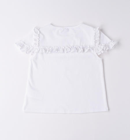 T-shirt ragazza con ruches da 8 a 16 anni iDO BIANCO-0113