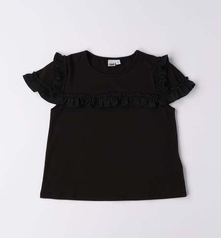 T-shirt ragazza con ruches da 8 a 16 anni iDO NERO-0658