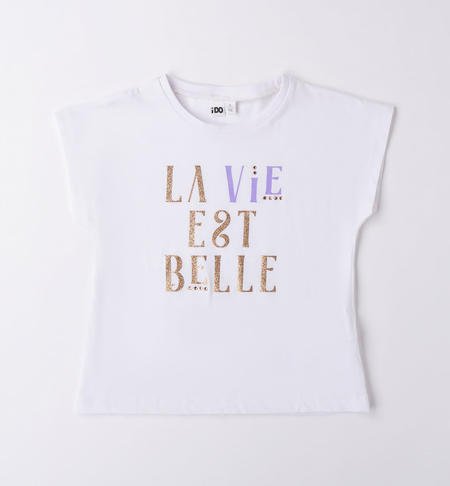 T-shirt ragazza glitter BIANCO