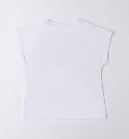 T-shirt ragazza glitter da 8 a 16 anni iDO BIANCO-0113