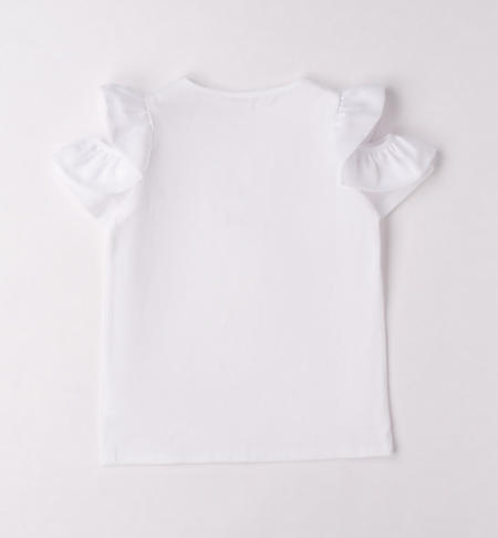 iDO T-shirt with ruffles on sleeve for girls from 8 to 16 years BIANCO-0113