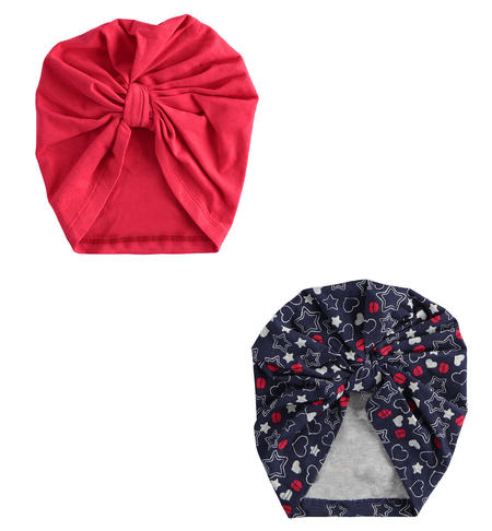 Turban hat without visor for girls to 9 months to 8 years  iDO BLU-ROSSO-8031