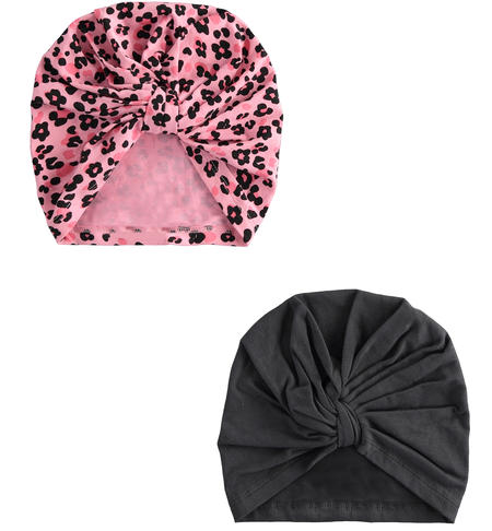 Turban hat without visor for girls to 9 months to 8 years  iDO ROSA-GRIGIO-8248