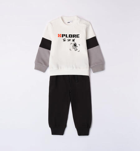 Boys' 100% cotton tracksuit CREAM