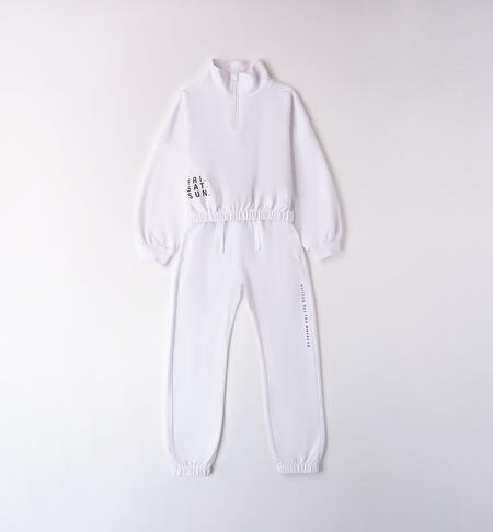 Girl's 100% cotton tracksuit WHITE