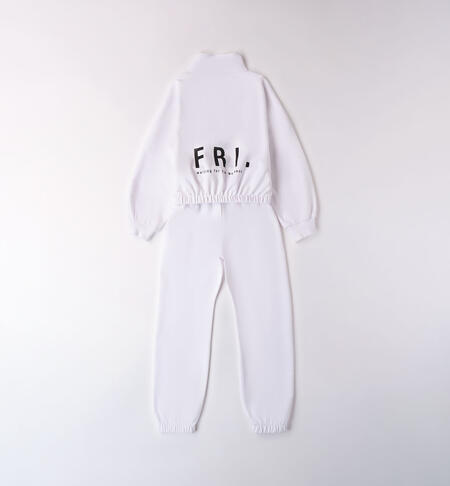 Girl's 100% cotton tracksuit BIANCO-0113