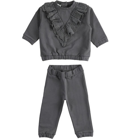Two-piece girls tracksuit from 9 months to 8 years iDO GRIGIO-0567