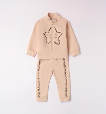iDO star tracksuit for girls from 9 months to 8 years BEIGE-0916
