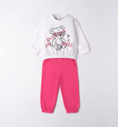 iDO teddy bear playsuit for girls from 9 months to 8 years BIANCO-0113
