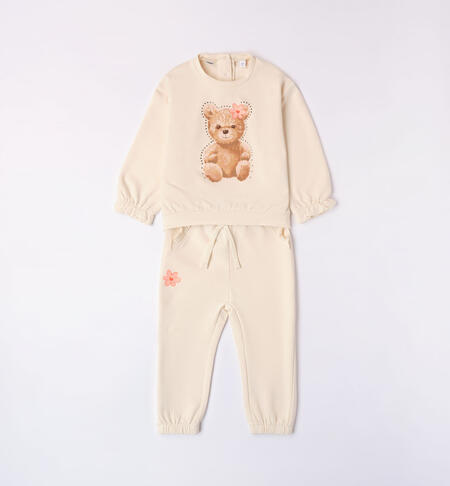 iDO teddy bear print jumpsuit for girls aged 9 months to 8 years BURRO-0215