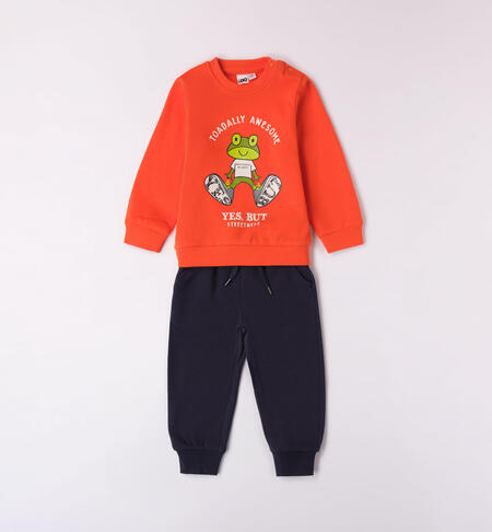 iDO 100% cotton frog tracksuit for boys from 9 months to 8 years ARANCIO-1855
