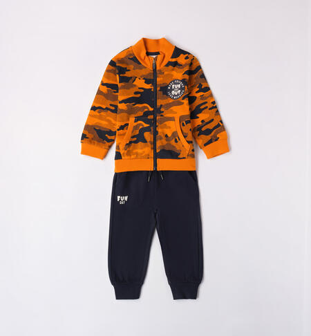iDO camouflage tracksuit for boys from 9 months to 8 years ORANGE-NAVY-6K25