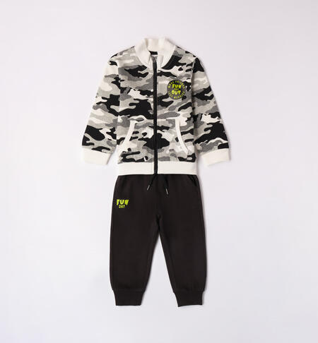 iDO camouflage tracksuit for boys from 9 months to 8 years PANNA-NERO-6K54
