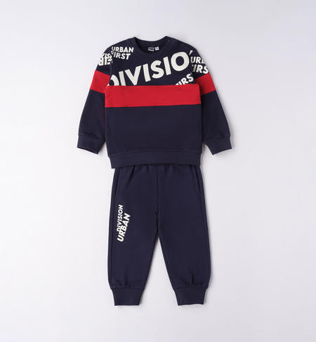 iDO jersey fleece playsuit for boys with print from 9 months to 8 years NAVY-3854