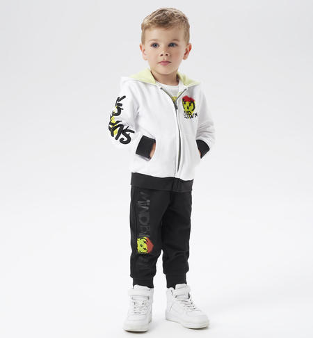 iDO urban style jersey fleece playsuit for boys from 9 months to 8 years BIANCO-0113