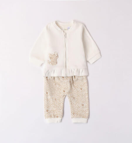 iDO chenille tracksuit with kitten for girls from 1 to 24 months PANNA-BEIGE-6WM1