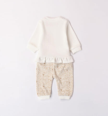 iDO chenille tracksuit with kitten for girls from 1 to 24 months PANNA-BEIGE-6WM1