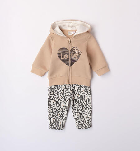 iDO tracksuit with hearts for girls from 1 to 24 months BEIGE-0924