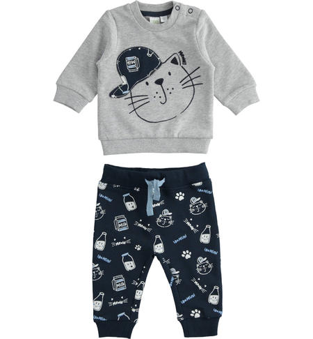 Baby boys tracksuit with kitten from 1 to 24 months iDO NAVY-PANNA-6TU6