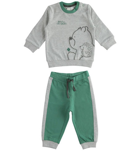 Baby boy tracksuit with teddy bear from 1 to 24 months iDO  VERDE-4734