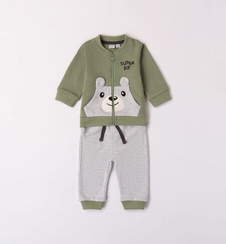 iDO tracksuit with zip for boys from 1 to 24 months VERDE SALVIA-4921