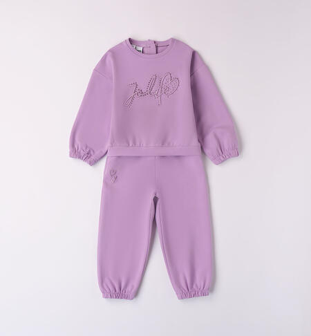 Girls' two-piece tracksuit with rhinestones LILAC-3325