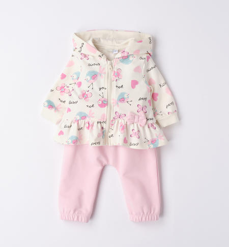 iDO patterned playsuit for baby girl from 1 to 24 months LATTE-ROSA-6V33