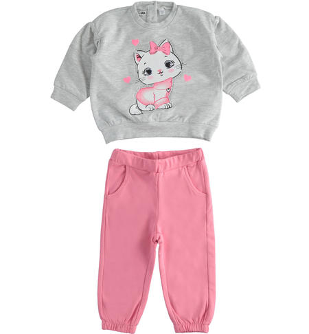 Tuta felpata bambina - da 9 mesi a 8 anni iDO GRIGIO MELANGE-8948