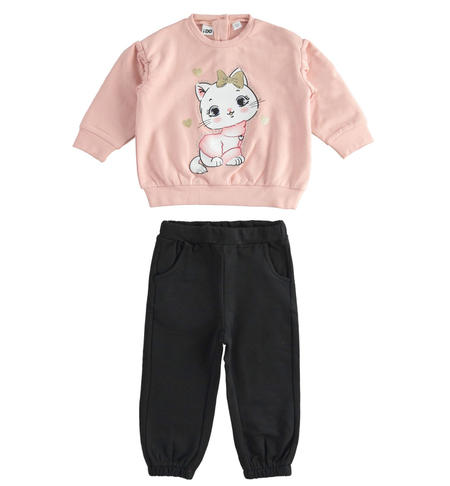 Girls fleece tracksuit from 9 months to 8 years iDO ROSA-2513