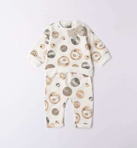 iDO patterned playsuit for baby girl from 1 to 24 months PANNA-BEIGE-6V48