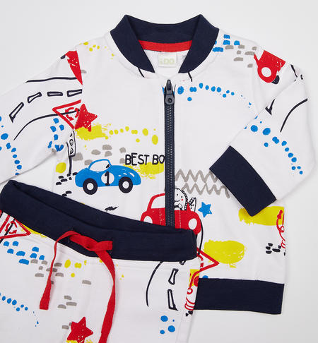 Boy's babygrow with car design WHITE