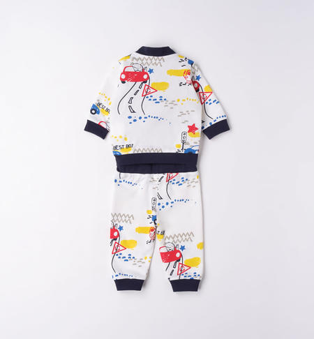 iDO car playsuit for baby boy from 1 to 24 months BIANCO-0113