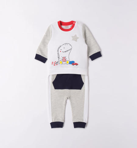 iDO dinosaur playsuit for baby boy from 1 to 24 months GRIGIO MELANGE-8948