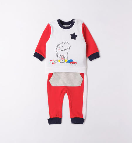 Dinosaur boy's babygrow RED