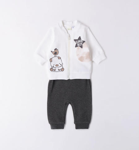 iDO sweet print boy's babygrow from 1 to 24 months BIANCO-0113