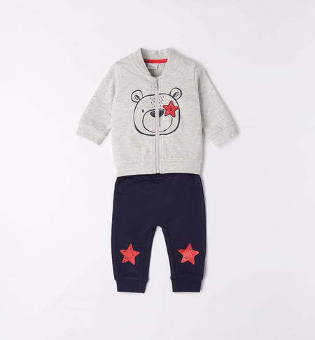 iDO teddy bear suit for baby boy from 1 to 24 months GRIGIO MELANGE-8948