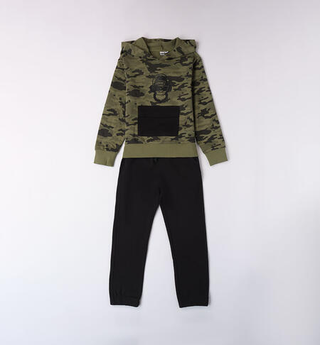 Boys' camouflage tracksuit GREEN
