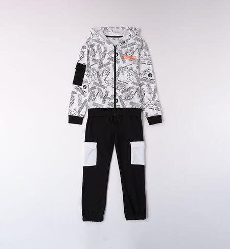Boys' tracksuit with lettering WHITE