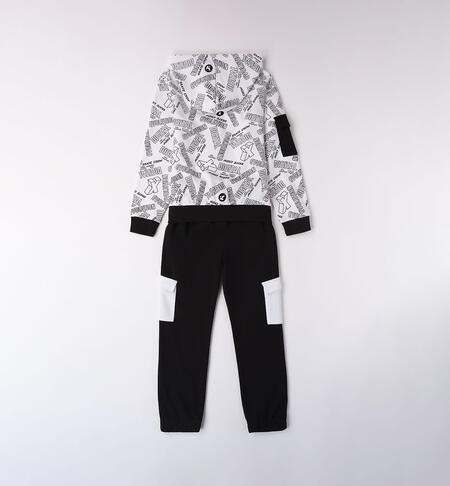 Boys' tracksuit with lettering BIANCO-NERO-6APT