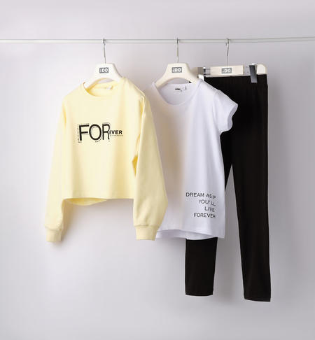 Tuta ragazza con leggings da 8 a 16 anni iDO GIALLO-1412