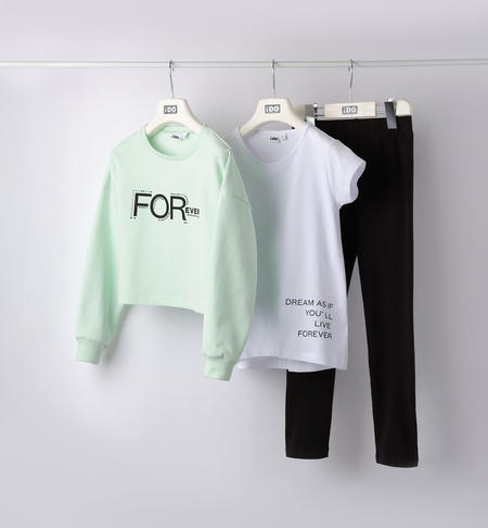 Tuta ragazza con leggings da 8 a 16 anni iDO VERDE-4842