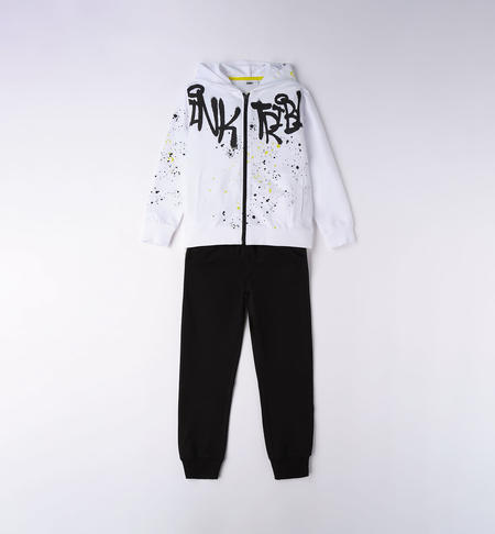 Boys tracksuit with hood WHITE