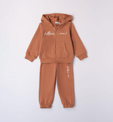 iDO tracksuit with hoodie for girls from 9 months to 8 years MOCHA MOUSSE-1121