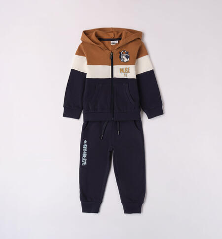 iDO colour block tracksuit for boys from 9 months to 8 years DARK BEIGE-0818
