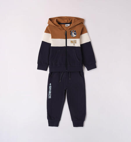 Boys' colour block tracksuit BROWN