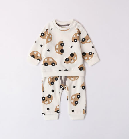 Boys' tracksuit with toy car motif CREAM