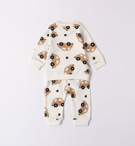 iDO tracksuit with toy car motif for boys from 1 to 24 months PANNA-BEIGE-6WN1